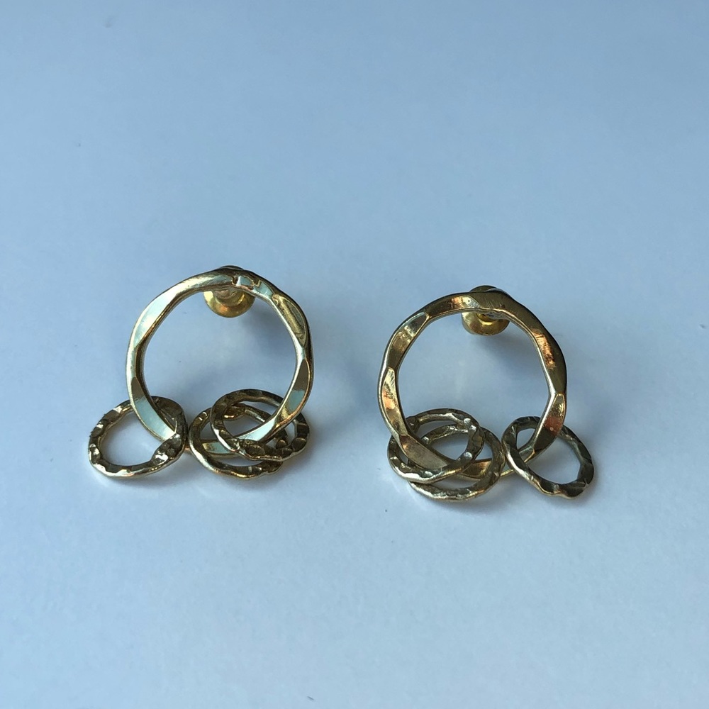 Gold Plated Earrings Round Dangling